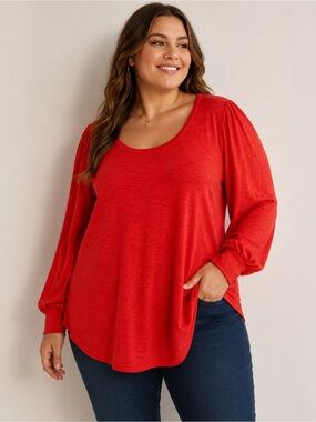 Torrid Super Soft Slub Jersey Puff Sleeve Top 4X 26 NWT Red Plus Size